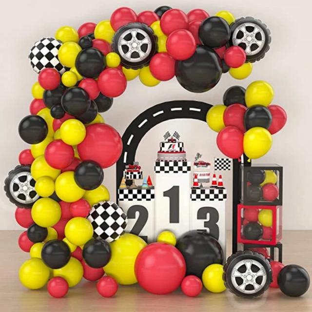 Decoração de Festa de Aniversário Corrida com Balão Arch Set e Monster Truck - 111 Peças para uma Celebração Incrível