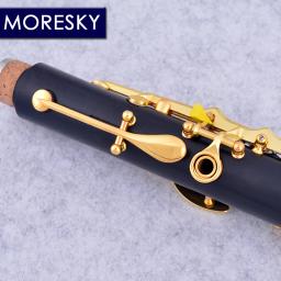 Moresky Clarinete banhado a ouro, Clarinete Bb Wood Ebony, Sib Klarnet, M62 OEM, 17 Chaves - Image 5