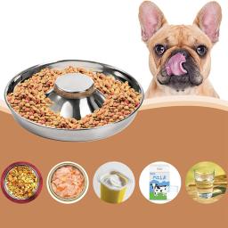 Tigelas de alimentação lenta em aço inoxidável para animais de estimação, tigela de comida e água antiderrapante, alimentação e desmame para cães e gatos pequenos e médios - Image 4