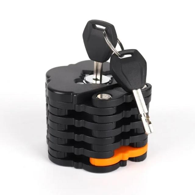 Liga Dobrável Antifurto para Bicicleta com 2 Chaves e Senha, Cadeado em Corrente para Bicicleta com Suporte de Montagem.