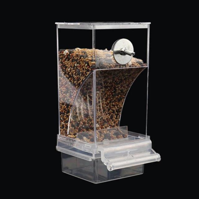 Alimentador Automático Transparente para Sementes de Pássaros e Papagaios com Design de Calha para Gaiolas