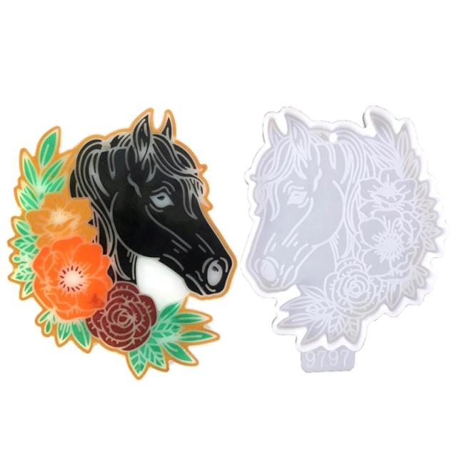 Ornamento em resina flexível: molde de silicone em forma de cavalo para decoração de parede