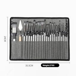 Pincel De Pintura Acrílica Conjunto com Cabo De Madeira, Arte Pincéis De Pintura, Nylon Apontou Cabelo, Pintura A Óleo DIY, Raspador, Suprimentos, 24Pcs - Image 4