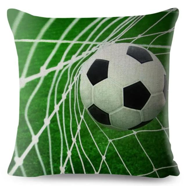 Fronha e Capa de Almofada com Desenhos Animados de Futebol para Decoração de Sofá em Casa