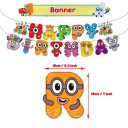 Desenhos animados personalizados número látex balão banner, decoração de festa de aniversário, foto fundo, adereços fotografia, chuveiro de bebê, crianças - Image 4