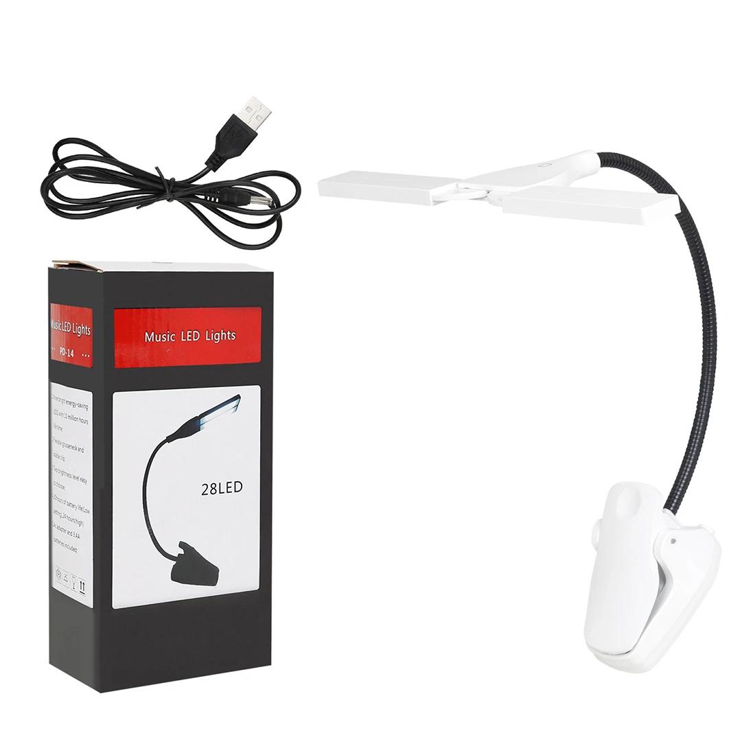 Luz LED Recarregável Ajustável para Leitura e Partituras Musicais com Clip USB e Ângulo Flexível
