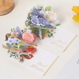 3D Pop-up Cartões Set, Flor romântica, Melhor Desejo Cartão, Cartão postal, Festa de aniversário, Casamento, Presentes criativos da menina, Novo - Image 1