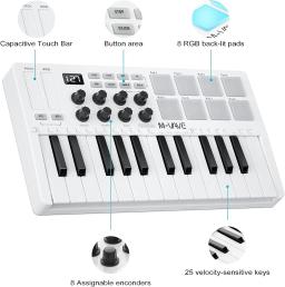 M-Vave-Mini Pedal Controlador de Teclado com Software Studio, DJ Mixer Pad, Drum Pad, 8RGB, Piano Midi de 25 teclas, Chocolate, SMK-25 - Image 4