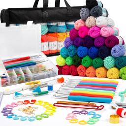 Multi Tamanho Fio Crochet Craft Set, Ideal Conjunto Iniciante, DIY Ferramentas de Tecelagem, Ergonomia, Originalidade, 113Pcs - Image 1