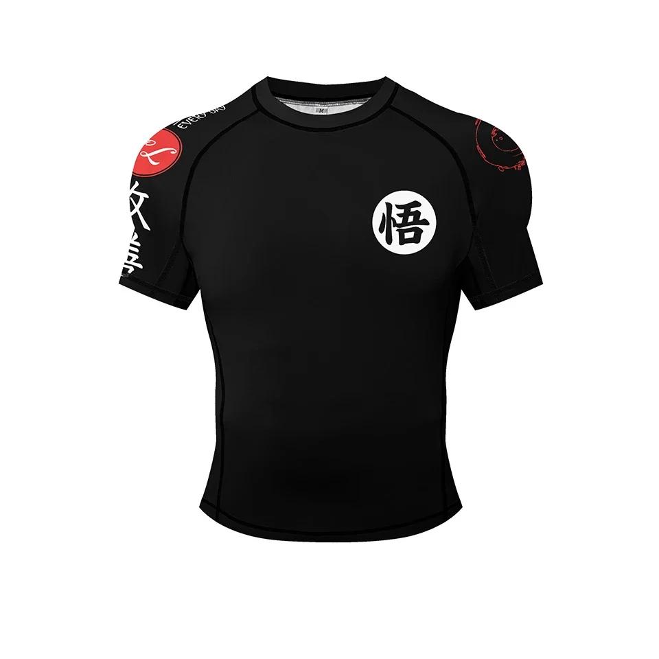 Kimono Jiu Jitsu e Mma camiseta e calça Rashguard para homens, shorts MMA, Muay Thai Rash Guard, camisas de boxe esportivas, 4pcs ternos - Image 1