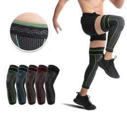 Joelheiras de Compressão para Esporte, Longa Brace Nylon, Anti Slip Gel, Atadura Elástica, Protetor de Manga, Alongar Suporte Stripe, 1Pc - Image 1