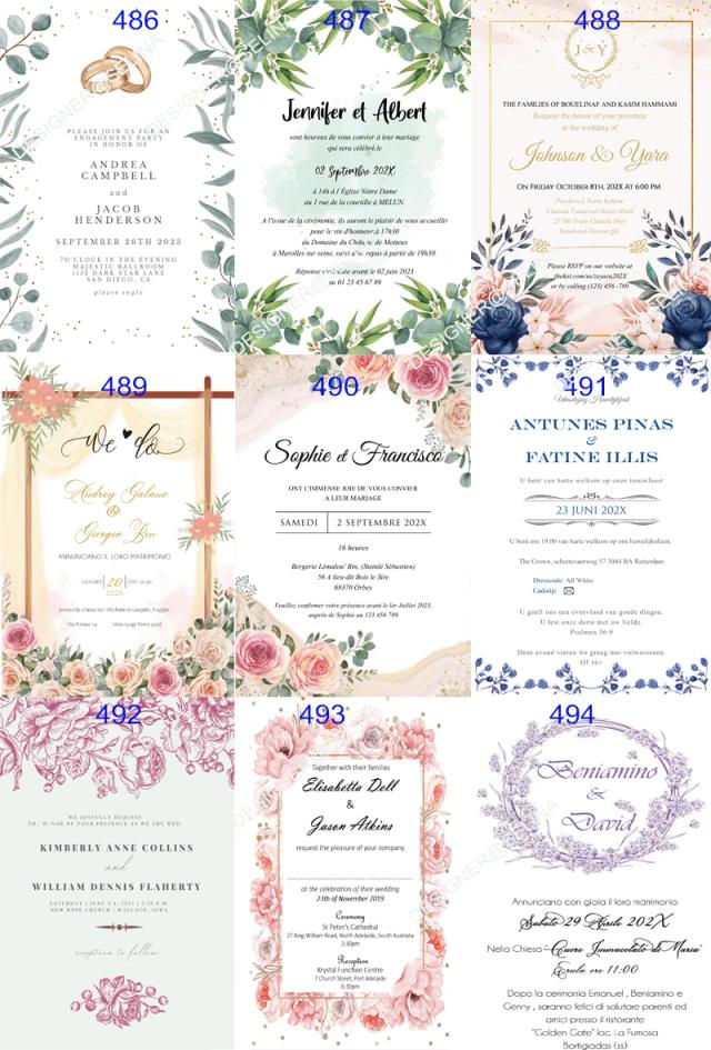 Convites de Casamento Personalizados e Convites para Festa de 15 Anos - Impressão Digital 5x7 polegadas, 50 peças por lote
