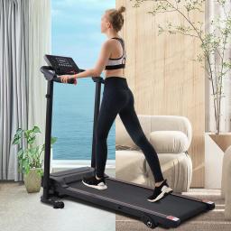 Esteira de fitness dobrável com display LED, almofada dobrável compacta e suporte do telefone, 1-12 km/h, 12 programas - Image 1