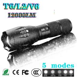 Lanterna led ultra brilhante à prova waterproof, zoo/ l/ v6, com zoom, 5 modos, actiacti, para caça, bateria 18650 - Image 2
