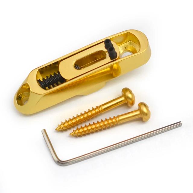 Ponte de Guitarra de Corda Única Body Trough String Dividido em Preto e Dourado - Dimensões 10,5x45,5mm