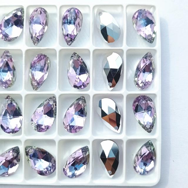 Pingente de Cristal Gota de Água 9x16mm com Furo Único - Strass Alta Qualidade em Forma de Pêra para Colares e Acessórios