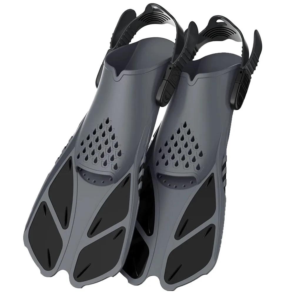 Barbatanas de snorkel fivelas ajustáveis nadadeiras de natação curto silicone sapatos de mergulho salto aberto tamanho de viagem adulto das mulheres dos homens - Image 1