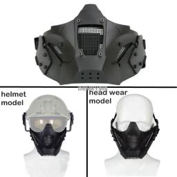 Máscara de tiro airsoft malha de aço respirável caça wargame máscara protetora tático meia máscara facial para capacete rápido - Image 4