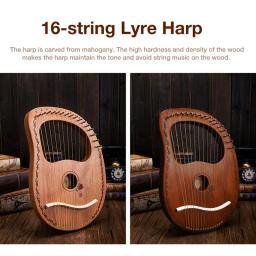 Harpa Lyre Harpa para amigos 16 cordas de metal Lyra com saco, Cordas orquestrais, acústico de mogno resistente - Image 2