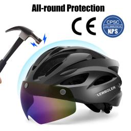 NEWBOLER-Capacete de ciclismo com óculos para homens e mulheres, luz LED, estrada, mountain bike, lente removível, ciclismo - Image 3