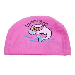 Boné de natação impermeável infantil, tecido PU, bonito dos desenhos animados, animal, golfinho, proteger orelhas, cabelo comprido, meninos, meninas, bonés de piscina, crianças - Image 4