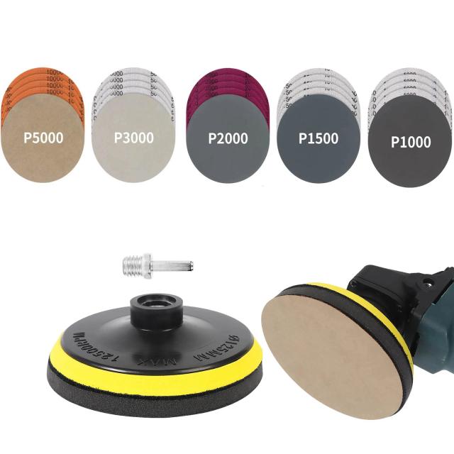 Discos de Lixamento 5 Polegadas 125mm Grão 1000-5000 28 Peças para Polimento Automotivo