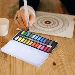 Kit multifuncional aquarela sólida, fornecimento de desenho, pincel de pintura guache, acessório conveniente de plástico para viagem infantil - Image 2