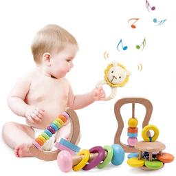 Música Brinquedos para Crianças, Sounding Toy, Bed Bells, Sand Hammer, Whistle, Instrumento Musical, Madeira Rattle Bell, Presentes Bebês, 6-18Months - Image 3