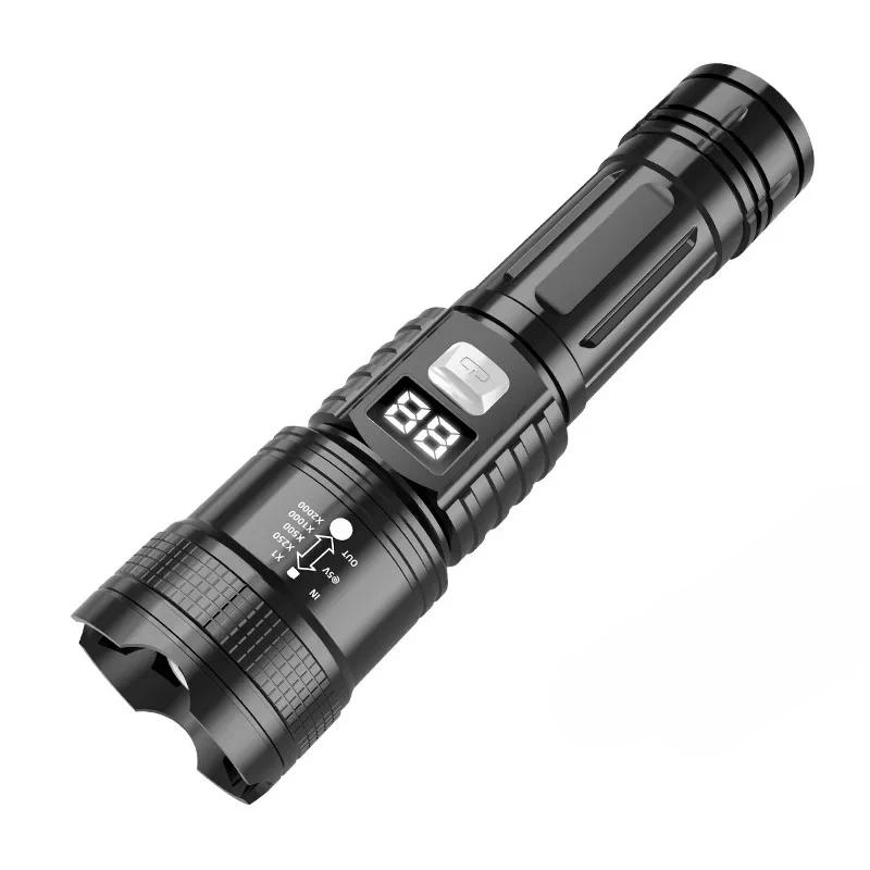Poderoso P70 LED Ultra brilhante tocha, luz tática, holofotes de emergência, luz de zoom telescópico, bateria embutida - Image 1