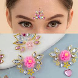 3d rosto tatuagem adesivos, strass brilhantes adesivos, decoração arte corporal, palco maquiagem decoração ferramenta - Image 3