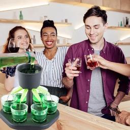 Dispensador de jogos de vidro Vinho, Uísque, Cerveja, Vinho, Licor, Acessórios de bar, Jogos de festa, 6 copos - Image 3