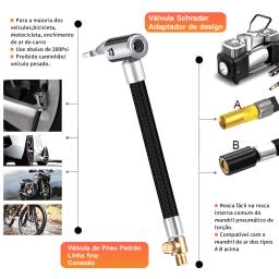 Extractme pneu inflator mangueira da bicicleta motocicleta carro pneu ar inflator mangueira inflável bomba tubo de extensão mandril ar com conector - Image 6