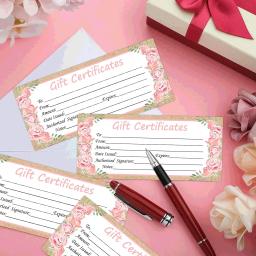 Rústico Rose Gift Certificate Cartões, Vouchers de papel, Dinheiro Titular, Certificado Personalizado Do Cliente Em Branco, 25Pcs, 4*9 Polegada - Image 3