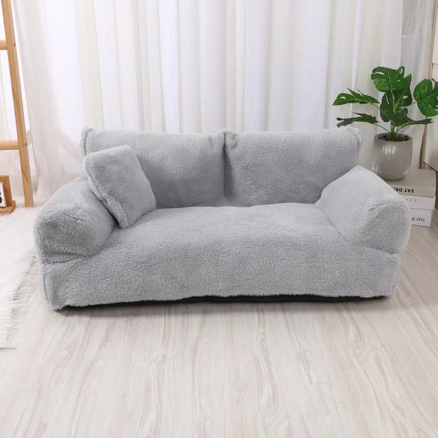 Cama de Pelúcia Luxuosa e Confortável para Cães Pequenos, Médios e Gatos - Sofá Quente e Aconchegante para Inverno