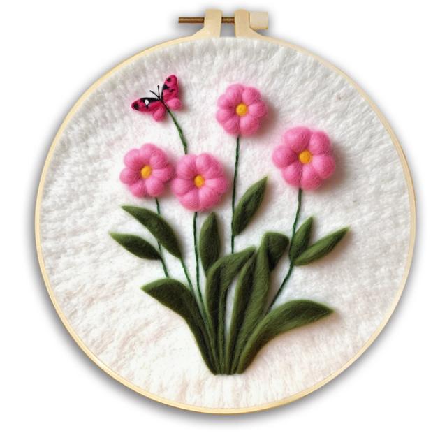 Kits de Feltro para Iniciantes: Artesanato de Flores em Feltro com Aro Bordado e Almofada de Espuma para Adultos