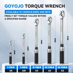 Chave de torque de 3/8 "5-60N.m Chave de torque de unidade quadrada 1/4" Chave de torque pro 5-25N.m Ferramenta profissional de reparo automotivo de bicicleta - Image 2