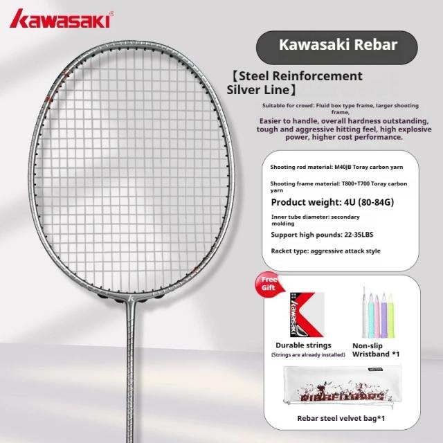 Raquete de badminton Kawasaki Fibra de Carbono Alta Tensão 30 LBS Super Leve