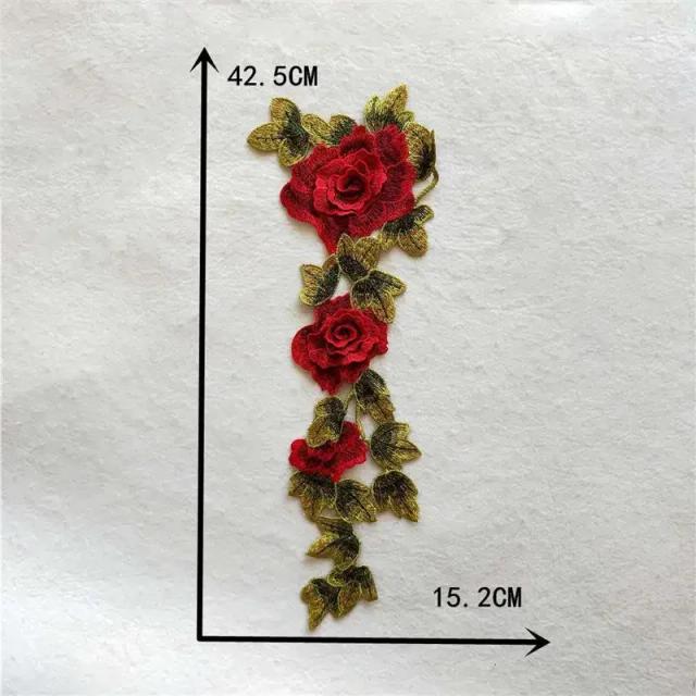 Aplique de Bordado de Renda 3D para Decoração Artesanal e Costura de Colarinhos