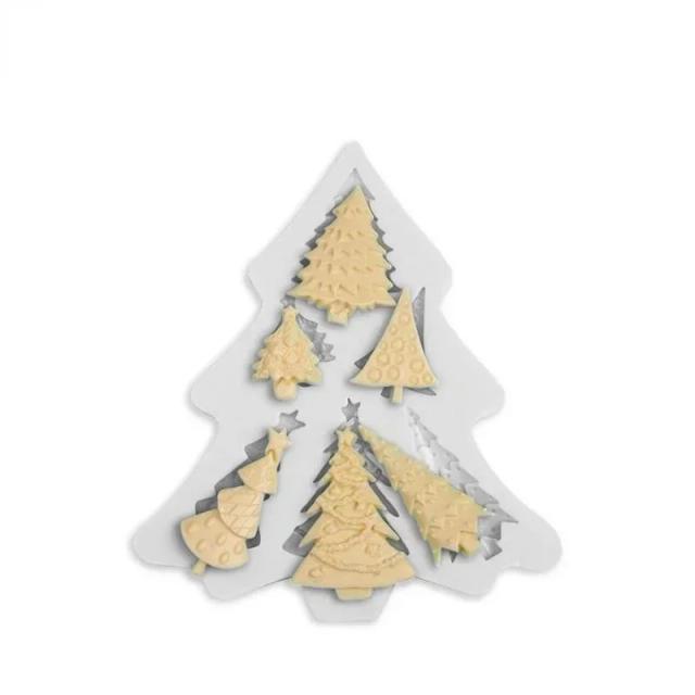 Moldes de Silicone em Forma de Árvore de Natal para Cozimento, Decoração de Bolos e Artesanato com Chocolates e Biscoitos Reutilizáveis
