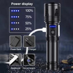 Lanterna LED recarregável USB super poderosa, luz da tocha de alta potência, lâmpada de acampamento tática, XHP120, XHP90, 18650 - Image 3