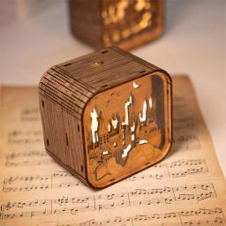 Caixa de música iluminada artesanal, escola assistente vintage, presente brilhante escola mágica para bebê - Image 2