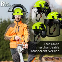 Segurança ventilada Hard Hats com viseira Bluetooth, orelha regalos, escudo facial, silvicultura, motosserra, trabalho em árvore, ao ar livre, ANSI Z89.1 - Image 6