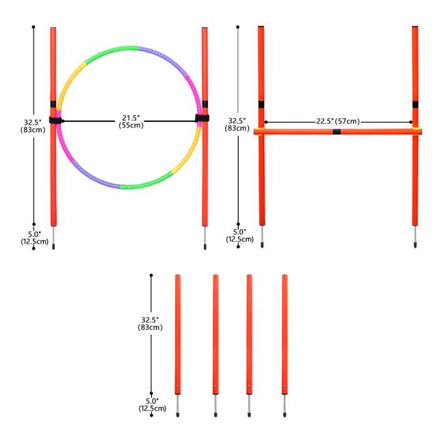 Conjunto de Obstáculos para Cães: Equipamento de Agilidade e Formação com Acessórios para Saltos e Cursos de Obstáculos