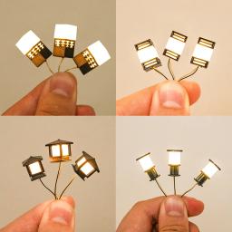 Miniatura LED Lawn Lamp Model, DIY Building, Sand Table, Cena do Jardim, Kits de Diorama de Luzes, 3V, 5Pcs - Image 1