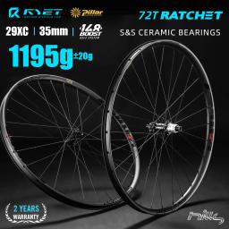 Ryet carbono mtb rodas super leve 1195g cerâmica tubless clincher disco 72t catraca hub 29er bicicleta rodado ciclismo peças - Image 1