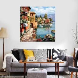 Kit DIY de pintura acrílica para crianças e adultos, pintura por números, padrão Silent Harbor, 3 pincéis, 40x45cm - Image 3