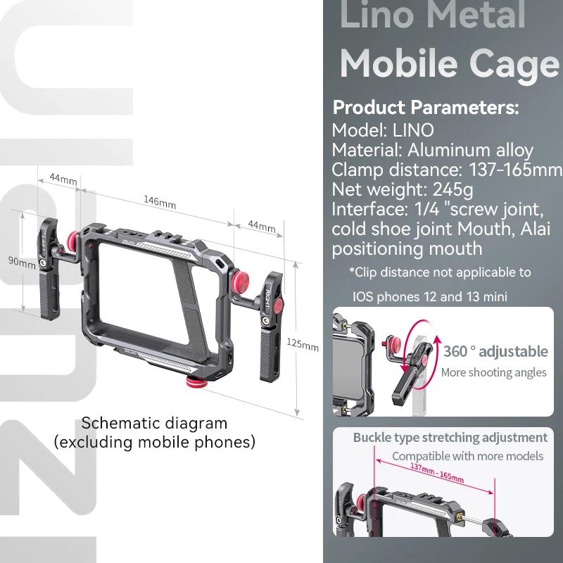 Ulanzi Lino Universal SmartPhone Cage Capa protetora com alça lateral para iPhone16 15 14 13 12 Pro Max Samsung Xiaomi OPPO - Image 1