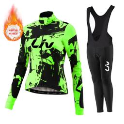 Conjunto de jérsei de ciclismo feminino, manga comprida, velo, roupas de bicicleta, ciclismo, roupa de corrida, inverno - Image 3