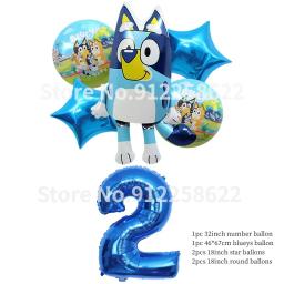 Bluey balão filme de alumínio grande número balão dos desenhos animados bingo bluey cão festa de aniversário decoração layout fundo foto prop - Image 2