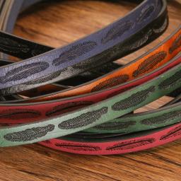 Corda de Couro PU para Fazer Jóias, Material para Pulseira, DIY, Impressão de Penas, Achados, Acessórios, 5 Cores, 120x10mm, 1Pc - Image 1